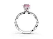 Solitaire Engagement Ring Setting for Fancy Pink Cushion Cut Center with Marquise Panel Band and Prong Head in Platinum