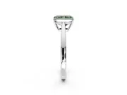 Solitaire Engagement Ring Setting for Fancy Green Radiant Cut Center with Open Cathedral Shoulders and Prong Head in Platinum