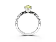 Solitaire Engagement Ring Setting for Fancy Yellow Pear-Shaped Center with Bezel-Dot Beaded Band and Prong Head in Platinum