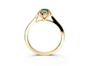 Solitaire Engagement Ring Setting for Fancy Green Marquise Center with Tapered Shoulders and Prong Head in Yellow Gold