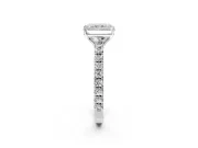 Solitaire Engagement Ring Setting for Radiant Cut Center with Large Accent Band and Prong Head in White Gold