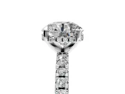 Solitaire Engagement Ring Setting for Round Cut Center with Band of Accents and Prong Head in White Gold