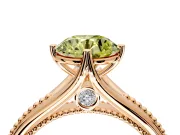 Solitaire Engagement Ring Setting for Fancy Yellow Round Cut Center with Milgrain Cathedral Band and Prong Head in Rose Gold
