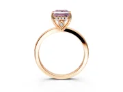Solitaire Engagement Ring Setting for Fancy Pink Princess Cut Center with Fine Wire Band and Prong Head in Rose Gold