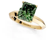 Solitaire Engagement Ring Setting for Fancy Green Radiant Cut Center with Wide Knife Ridge Band and Prong Head in Yellow Gold