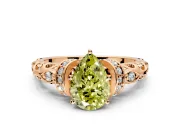 Solitaire Engagement Ring Setting for Fancy Yellow Pear-Shaped Center with Filigree Band and Prong Head in Rose Gold