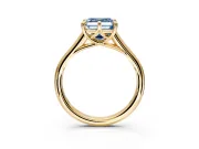 Solitaire Engagement Ring Setting for Fancy Blue Asscher Cut Center with Cathedral Band and Prong Head in Yellow Gold