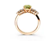 Cluster Engagement Ring Setting for Fancy Yellow Radiant Cut Center with 2-Row Shoulder Clusters and Prong Head in Rose Gold