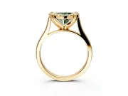 Single Halo Engagement Ring Setting for Fancy Green Heart-Shaped Center with Corner Claws, Plain Band and Prong Head in Yellow Gold