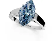 Solitaire Engagement Ring Setting for Fancy Blue Marquise Center with Tapered Split Shoulders and Prong Head in White Gold