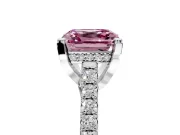 Solitaire Engagement Ring Setting for Fancy Pink Asscher Cut Center with Widening Pave Band and Claw Prong Head in White Gold