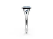 Solitaire Engagement Ring Setting for Fancy Blue Radiant Cut Center with V Split Shank and Bezel Head in Platinum
