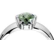 Tension Engagement Ring Setting for Fancy Green Pear-Shaped Center with Wide Flat Band and Tension Head in Sterling Silver