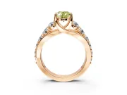 Solitaire Engagement Ring Setting for Fancy Yellow Oval Center with Graduated Shared Prongs and Prong Head in Rose Gold