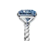 Solitaire Engagement Ring Setting for Fancy Blue Radiant Cut Center with Plain Twisted Rope Band and Prong Head in Platinum