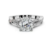 Solitaire Engagement Ring Setting for Cushion Cut Center with Twisted Pave Split Shank and Prong Head in Sterling Silver