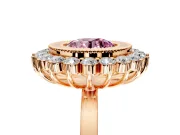 Halo Engagement Ring Setting for Fancy Pink Round Cut Center with Milgrain Bezel Rim, Plain Band and Prong Head in Rose Gold