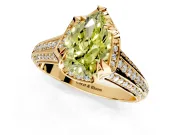 Solitaire Engagement Ring Setting for Fancy Yellow Pear-Shaped Center with Accented Split Shank and Prong Head in Yellow Gold