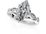 Solitaire Engagement Ring Setting for Marquise Center with Marquise and Bezel Accents and Prong Head in Sterling Silver