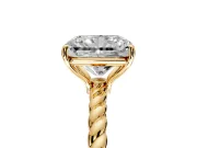 Solitaire Engagement Ring Setting for Radiant Cut Center with Plain Twisted Rope Band and Prong Head in Yellow Gold