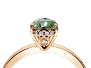 Solitaire Engagement Ring Setting for Fancy Green Pear-Shaped Center with Fine Wire Band and Prong Head in Rose Gold