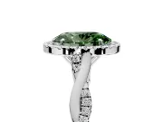 Halo Engagement Ring Setting for Fancy Green Oval Center with Twist Band and Prong Head in White Gold