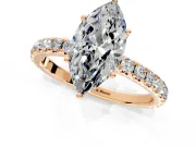 Solitaire Engagement Ring Setting for Marquise Center with Large Accent Band and Prong Head in Rose Gold