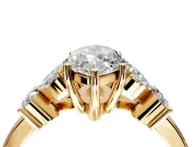 Floral Engagement Ring Setting for Marquise Center with Marquise Cluster Shoulders and Prong Head in Yellow Gold