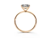 Solitaire Engagement Ring Setting for Asscher Cut Center with Straight Thin Band and Prong Head in Rose Gold