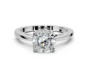 Solitaire Engagement Ring Setting for Cushion Cut Center with Open Cathedral Shoulders and Prong Head in Sterling Silver
