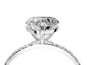 Solitaire Engagement Ring Setting for Heart-Shaped Center with Pave Accents and Prong Head in Platinum