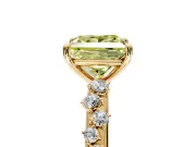 Cluster Engagement Ring Setting for Fancy Yellow Princess Cut Center with Round Cut Accent Band and Prong Head in Yellow Gold