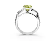 Channel-Set Engagement Ring Setting for Fancy Yellow Round Cut Center with Baguette Band and Prong Head in Sterling Silver