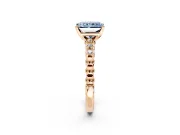 Solitaire Engagement Ring Setting for Fancy Blue Radiant Cut Center with Bezel-Dot Beaded Band and Prong Head in Rose Gold