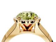 Halo Engagement Ring Setting for Fancy Yellow Round Cut Center with Knife Ridge Cathedral Band and Prong Head in Yellow Gold