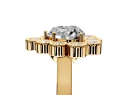 Cluster Halo Engagement Ring Setting for Heart-Shaped Center with Milgrain Bezel Accents and Prong Head in Yellow Gold