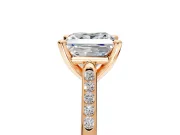 Solitaire Engagement Ring Setting for Princess Cut Center with Channel Accents and Prong Head in Rose Gold