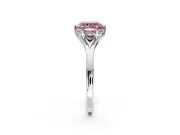Solitaire Engagement Ring Setting for Fancy Pink Cushion Cut Center with Plain Split Shank and Prong Head in White Gold