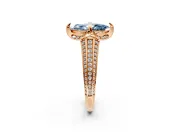 Solitaire Engagement Ring Setting for Fancy Blue Marquise Center with Accented Split Shank and Prong Head in Rose Gold