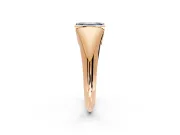 Tension Engagement Ring Setting for Fancy Blue Emerald Cut Center with Wide Tapered Band and Tension Head in Rose Gold