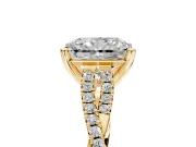 Solitaire Engagement Ring Setting for Radiant Cut Center with Twisted Pave Split Shank and Prong Head in Yellow Gold