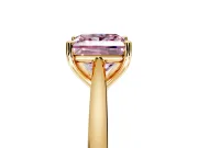 Solitaire Engagement Ring Setting for Fancy Pink Princess Cut Center with Narrow Cathedral Band and Prong Head in Yellow Gold