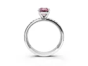 Solitaire Engagement Ring Setting for Fancy Pink Emerald Cut Center with Milgrain X Pattern Band and Prong Head in Platinum