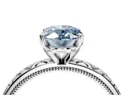 Solitaire Engagement Ring Setting for Fancy Blue Oval Center with XO Engraved Band and Prong Head in Platinum