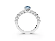 Shared-Prong Engagement Ring Setting for Fancy Blue Marquise Center with Graduated Accents and Prong Head in Sterling Silver