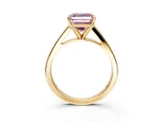 Solitaire Engagement Ring Setting for Fancy Pink Asscher Cut Center with Tapered Split Shoulders and Prong Head in Yellow Gold