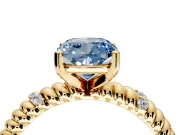 Rope Engagement Ring Setting for Fancy Blue Cushion Cut Center with Accent Shoulders and Prong Head in Yellow Gold