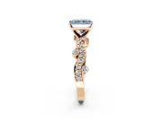Solitaire Engagement Ring Setting for Fancy Blue Radiant Cut Center with Bar-Station Pave Twist and Prong Head in Rose Gold