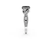 Solitaire Engagement Ring Setting for Fancy Black Radiant Cut Center with Narrow Twist Pave Band and Prong Head in White Gold