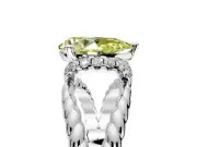 Halo Engagement Ring Setting for Fancy Yellow Pear-Shaped Center with Rope Twist Split Shank and Prong Head in Platinum